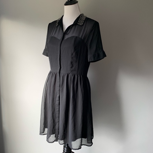 LC Lauren Conrad Dresses & Skirts - LC Lauren Conrad Beaded Collar Black Dress